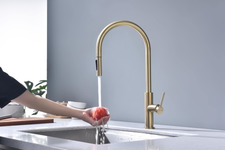 Смеситель для кухни SENSO, светлое золото, Se215180-LG, Paulmark