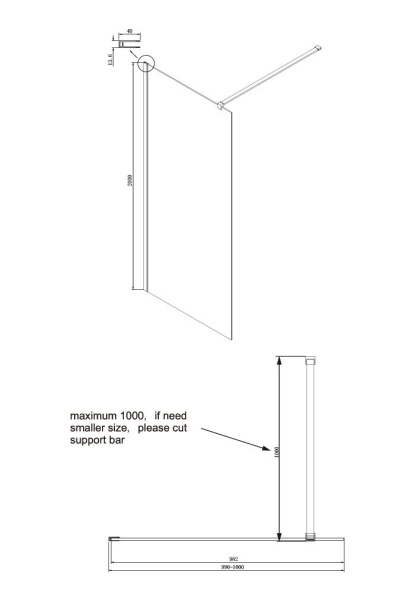 Душевая перегородка Ambassador Walk-in 15031102-ST11, свободный вход, линейный трап, 100см