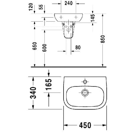 Раковина подвесная Duravit D-Code 45x34 07054500002