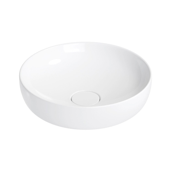 Раковина для ванной Wellsee Chalice Perfection 201000690 в наборе 2 в 1: круглая раковина белого глянцевого цвета, встраиваемый смеситель в цвете матовый белый