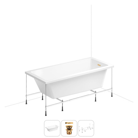 Акриловая ванна в наборе 3 в 1: встраиваемая ванна, слив-перелив, каркас Wellsee FreeDom 2.0 20212780R