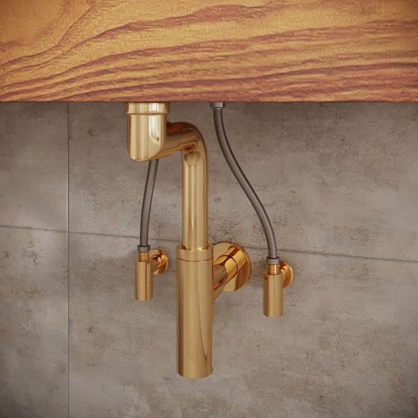 Латунные угловые кран-вентили для подключения смесителя Wellsee Drainage System 182148001, 2 шт, резьба 1/2"x 3/8", с отражателями, цвет золото