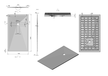 Поддон для душа из искусственного камня Vincea VST-4SR9016A, 1600*900*30, антрацит