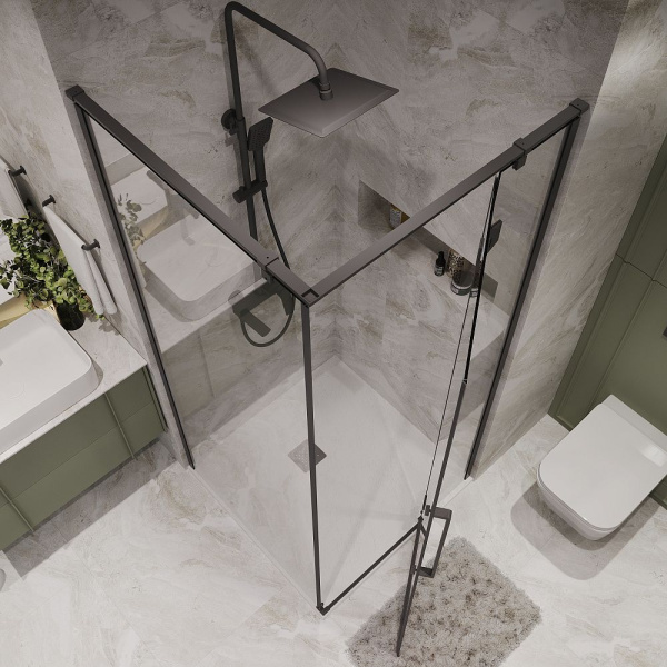 Душевое ограждение  Niagara Nova  NG-6831-34BLACK (90*90*195) квадрат, двери распашные