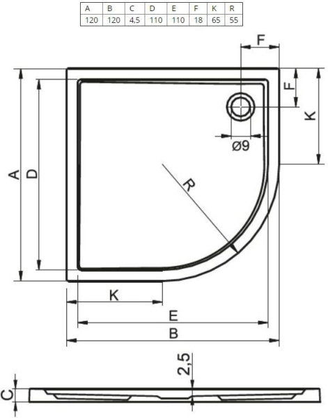 Душевой поддон Riho Zurich 288 DA9600500000000 120x120
