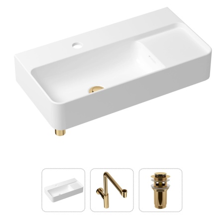 Комплект 3 в 1 Lavinia Boho Bathroom Sink 21520536: накладная фарфоровая раковина 60 см, металлический сифон, донный клапан
