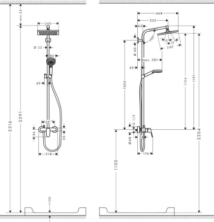 Hansgrohe Crometta E 240 1jet Showerpipe  душевая система хром 27284000