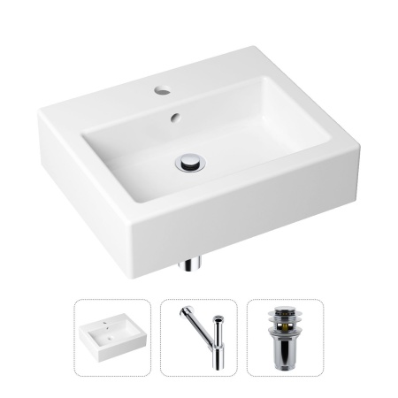 Комплект 3 в 1 Lavinia Boho Bathroom Sink 21520654: накладная фарфоровая раковина 50.5 см, металлический сифон, донный клапан