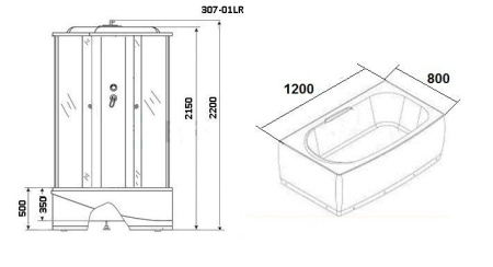 Душевая кабина Niagara Ultra NG-307-01L 120х80х220, высокий поддон 50 см, стекло мозаика