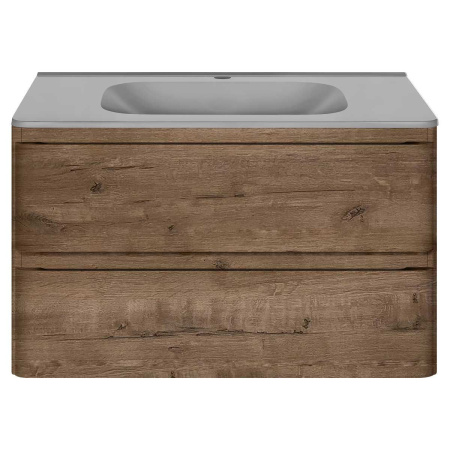 Тумба Vincea Vico 800 подвесная, 2 выкатных ящика soft close, V.Oak с умывальником VCB-2VP800G из искусственного камня, цвет серый