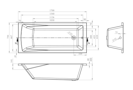 Акриловая ванна Lavinia Boho One 170x75 37010075