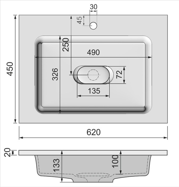 Раковина Jorno Modul 62 Mol.08.65/W