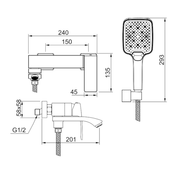 Смеситель для ванны Raglo R01.30.09, графит