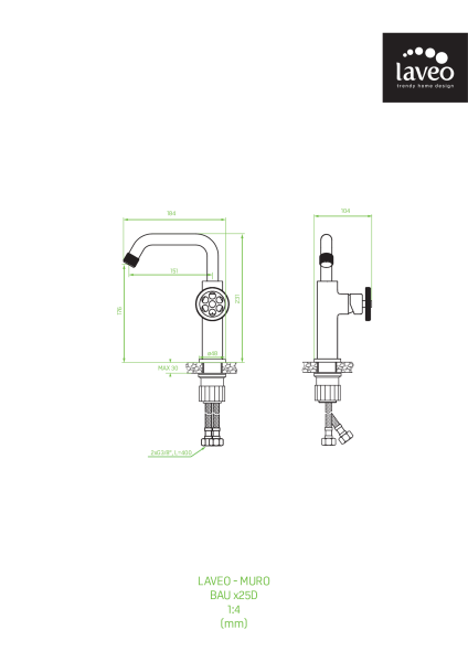 Смеситель для раковины Laveo Muro BAU_925D графит