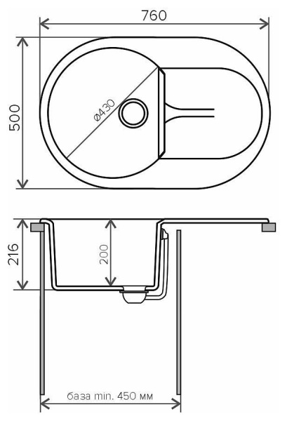 Кухонная мойка Polygran ATOL-760 №36 Белый Хлопок