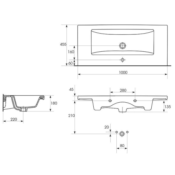 Раковина мебельная Cersanit COMO 100, R-UM-COM100/1