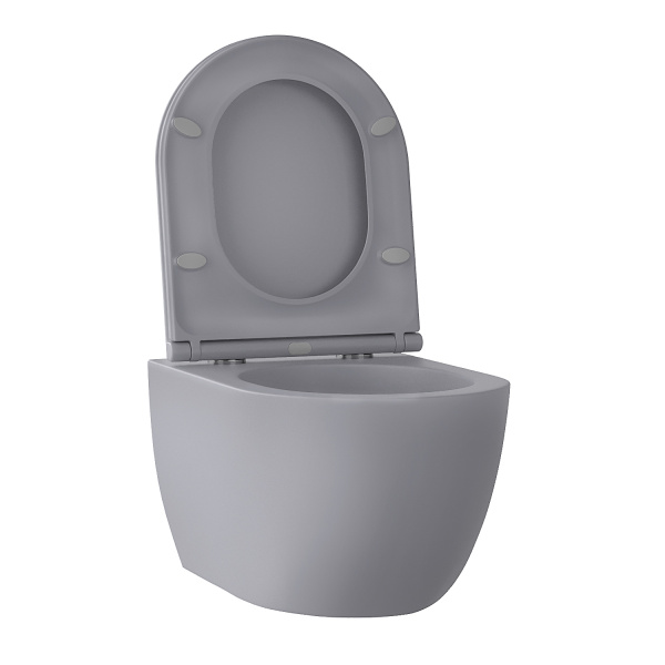 Безободковый подвесной унитаз в наборе 2 в 1: чаша подвесного унитаза, быстросъемное сиденье микролифт, цвет матовый серый Wellsee Chalice Perfection 182610001