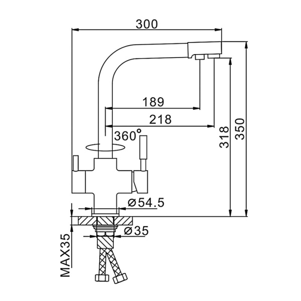 Смеситель для кухни с подключением фильтра FRAP F4352-8, белый