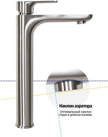 Cмеситель для раковины Высокий Hansberge H2099 Никель