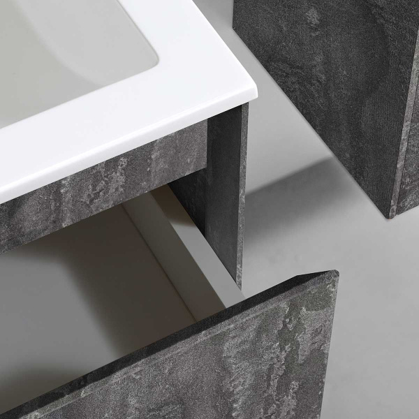 Тумба Vincea Luka 800 подвесная, 2 выкатных ящика soft-close, G.Stone с умывальником VCB-13800B из кварца, цвет черный