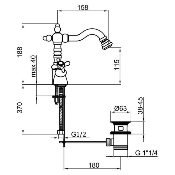 Смеситель для биде Webert Ottocento OT710402015