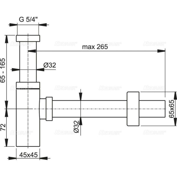 Сифон для умывальника Alcaplast Ø32 DESIGN, A401