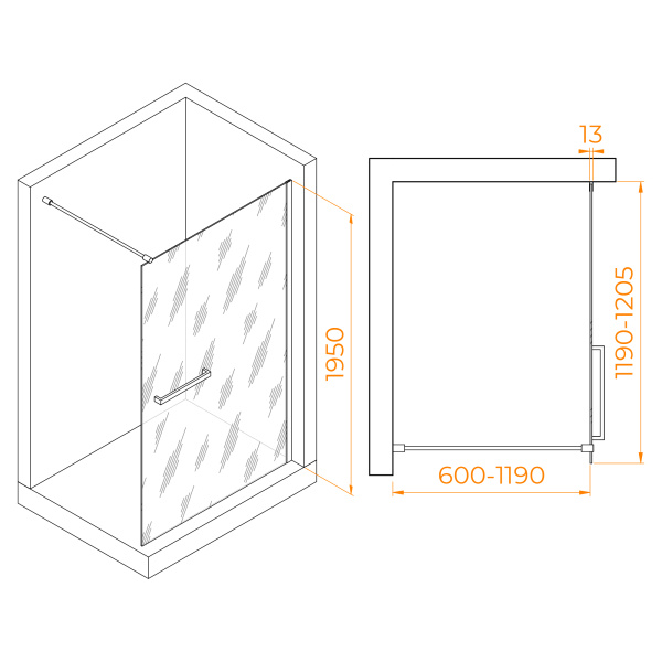 Душевая перегородка RGW WA-040 1200