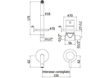 Смеситель скрытого монтажа для умывальника Paffoni LIGHT LIG006HGSP70