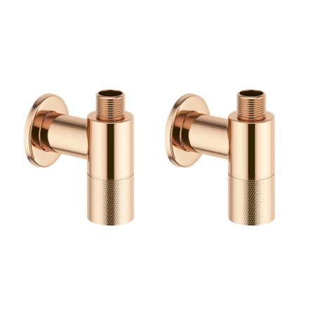 Латунные угловые кран-вентили для подключения смесителя Wellsee Drainage System 182149001, 2 шт, резьба 1/2"x 3/8", с отражателями, цвет розовое золото