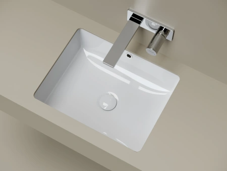 Раковина встраиваемая снизу Ceramicanova Эра 505x405x195, с отверстием слива - перелива, белый