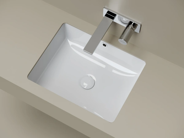 Раковина встраиваемая снизу Ceramicanova Эра 505x405x195, с отверстием слива - перелива, белый