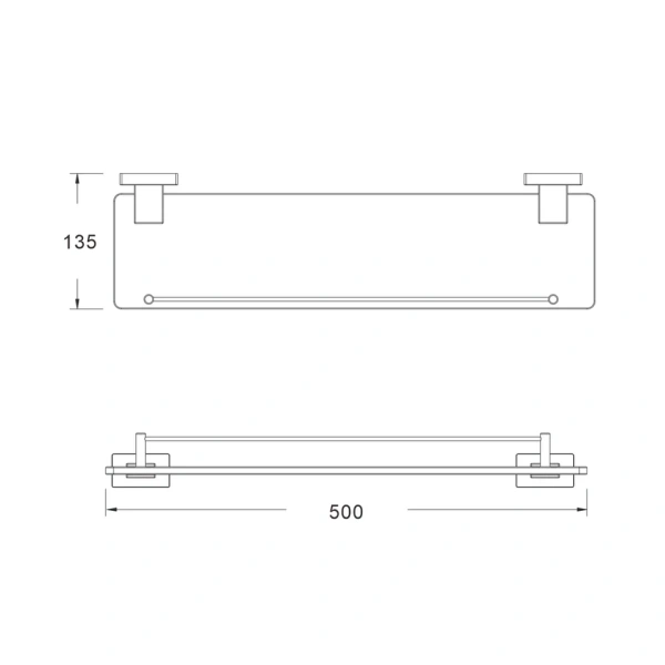 Полка стеклянная Shevanik SG5619T, оружейная сталь
