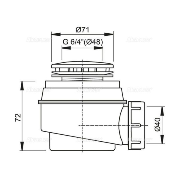Сифон для душевого поддона Alcaplast хромированный, A47CR-50