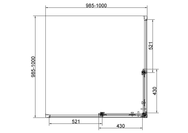 Душевой уголок Слим 8мм (Slim 8mm) VSS-4SL100CLB, 1000*1000, черный матовый, стекло прозрачное