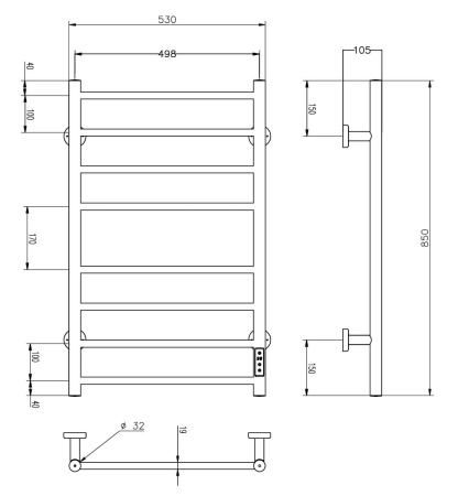 Полотенцесушитель RoxenBath Caspia 11070-5385W электрический