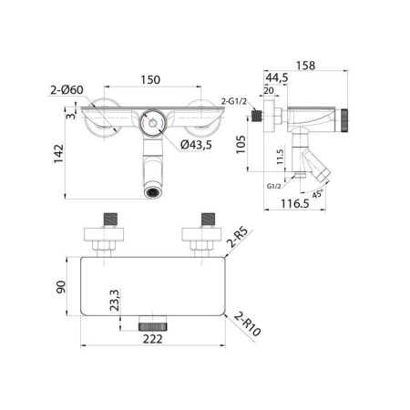 Смеситель для ванны IDDIS Shelfy с управлением Push Control SHESBBTi02WA