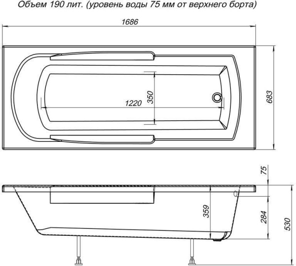 Акриловая ванна Aquanet Extra 170x70 (с каркасом)