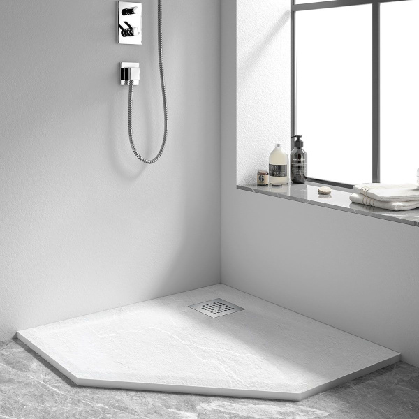 Поддон для душа из искусственного камня Vincea VST-4SP1010W, 1000*1000*25, белый матовый