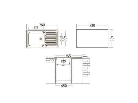 Кухонная мойка UKINOX Классика CLM760.435 -GT5K 2L, 43,5*76