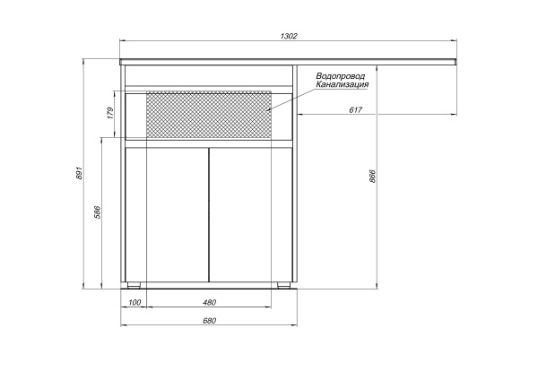 Тумба под раковину Aquanet Токио 68 белый (напольная, 1 ящик, 2 дверцы)