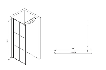 Душевая перегородка ABBER Immer Offen AG62090B