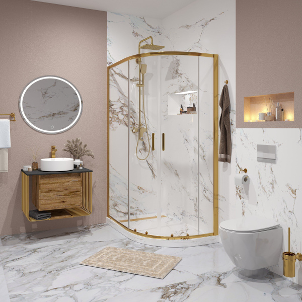 Душевое ограждение Niagara Nova NG-6421-08 GOLD 120x80x190 полукруг, двери раздвижные