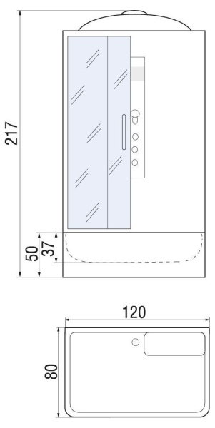 Душевая кабина River VITIM 120/80/55 TH, 120x80x217