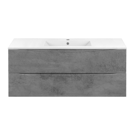 Тумба Vincea Mia 1200 подвесная, 2 выкатных ящика soft close, Beton с умывальником VBS-13120 керамическая, цвет белый
