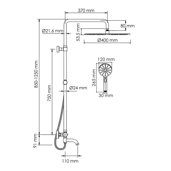 A188.117.127.010.CH Thermo Душевой комплект WasserKRAFT с термостатическим смесителем