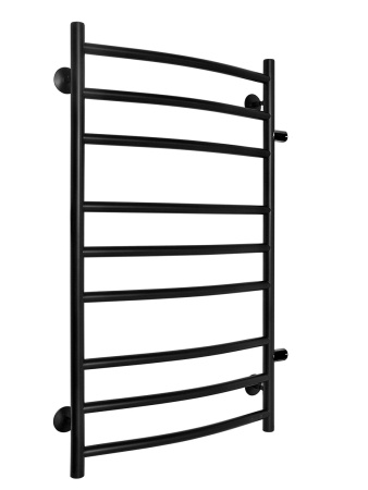 Полотенцесушитель водяной Fincopper FCB 900х500 черный RAL 9005, 9 перекладин, боковое подключение прямое 3/4'х1/2' ГШ с чашками и эксентриками