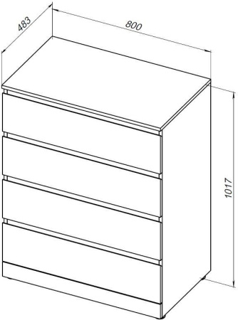 Комод Aquanet Сканди 800x480 Дуб эдгрейн (4 ящика)