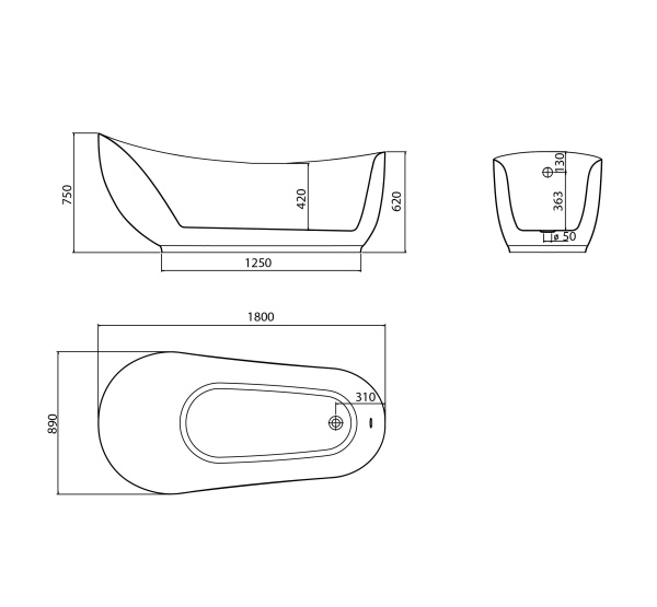 Ванна отдельностоящая Grossman GR-2303M Style (180x89x75)