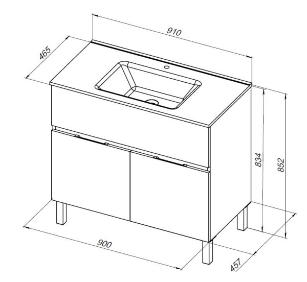 Тумба под раковину Aquanet Алвита new 90 1 ящик, 2 дверцы, антрацит