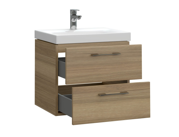 Тумба с умывальником подвесная Cersanit LARA 50 с COMO 50 орех, 63413 + S-UM-COM50/1-w